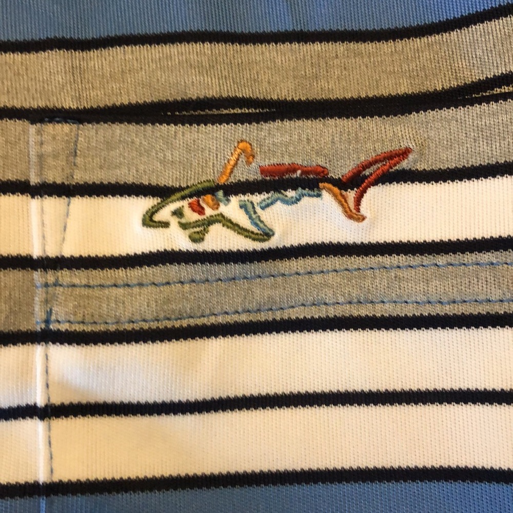 Greg Norman Blue Striped Polo Shirt UPF 25 - Picture 5 of 8